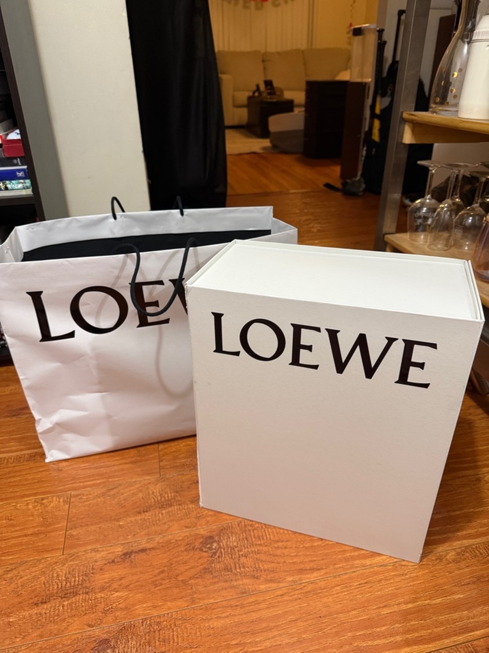 Loewe White Box and Bag with Black Logo